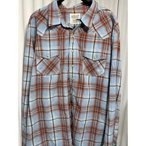 ARIAT Men's Jensen Retro Plaid Long Sleeve Western Shirt Sz XXL